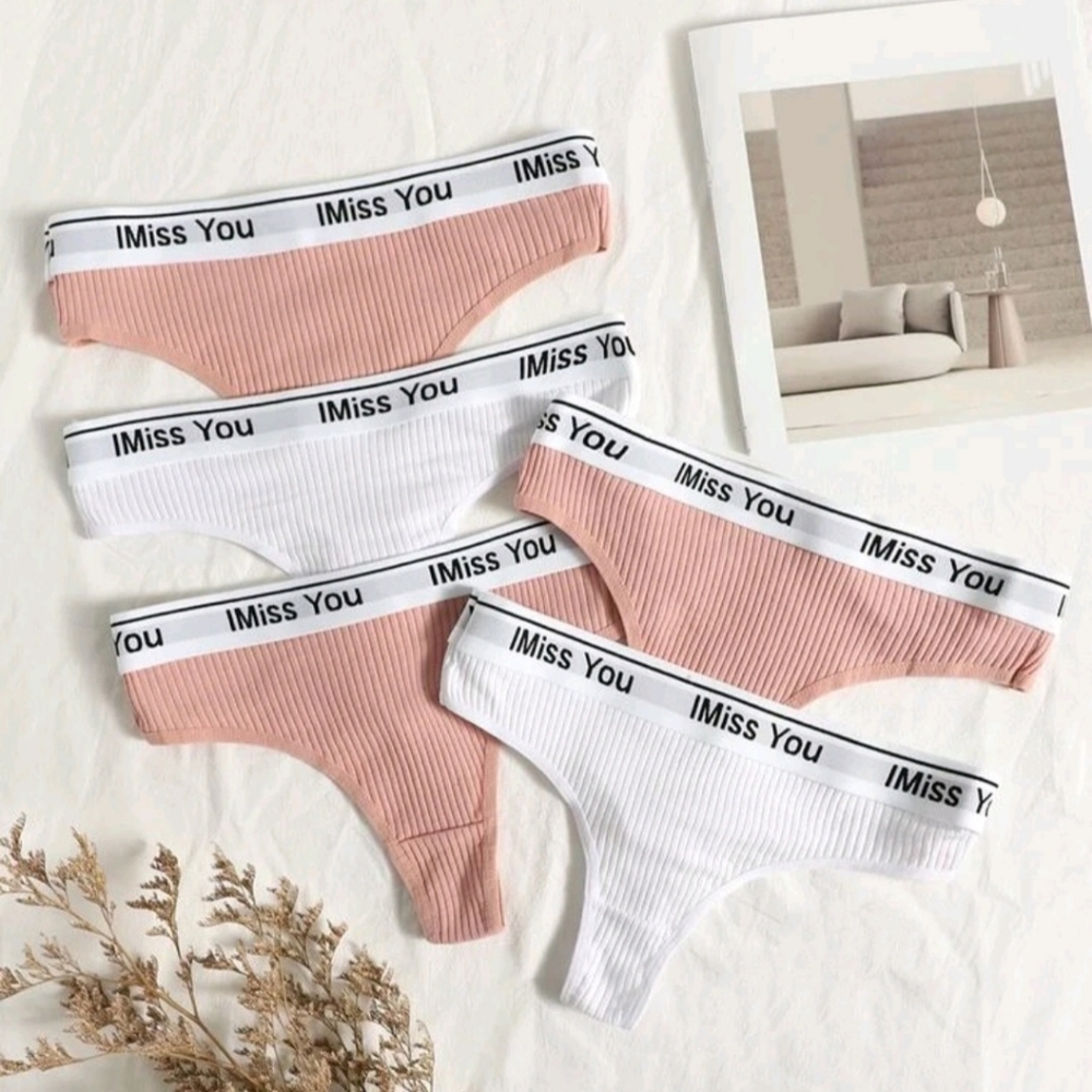 5 Piece Letter Thongs V-Strings Panties Underware
